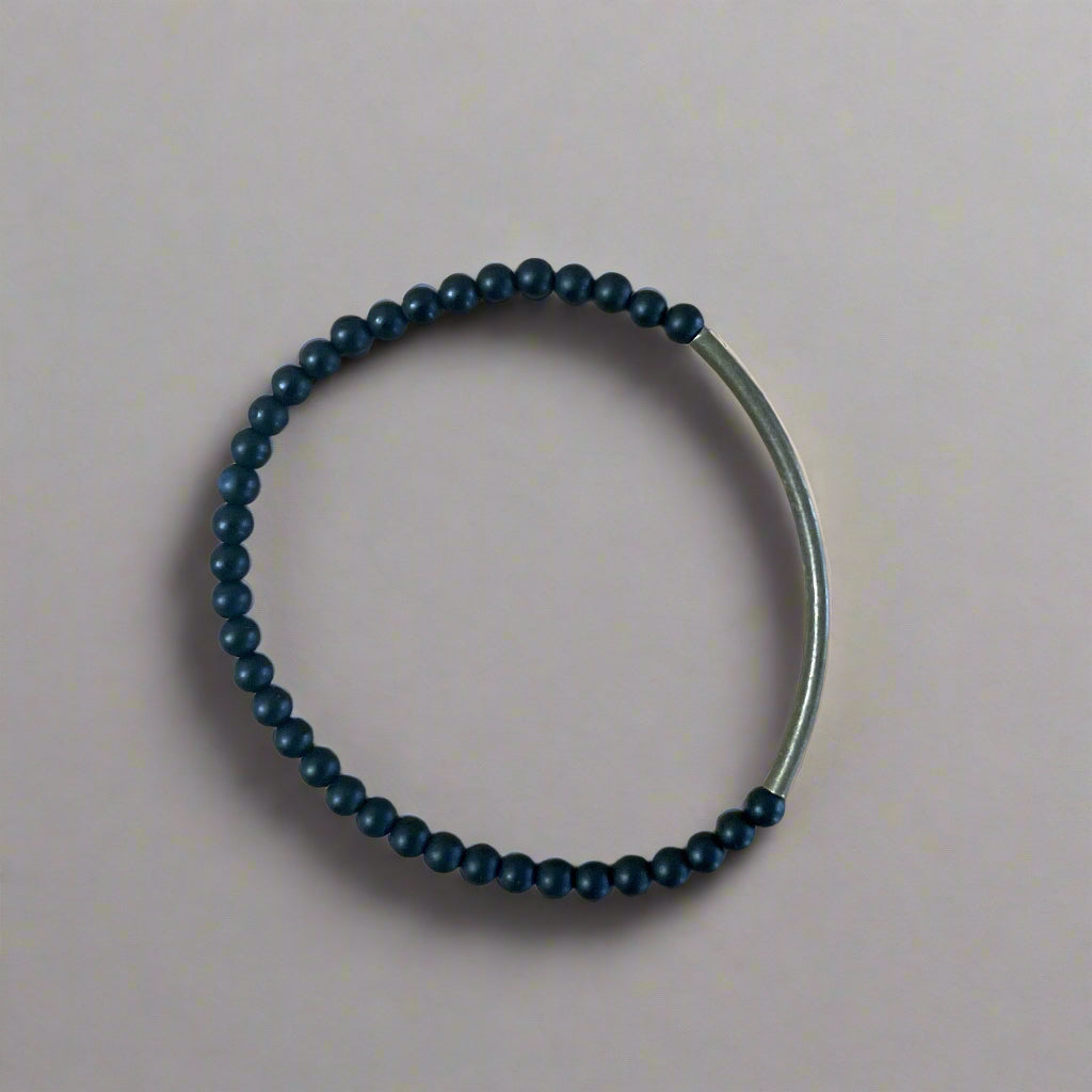 Onyx 4mm Brass Tube Bracelet