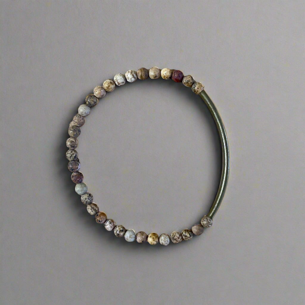 Picture Jasper 4mm Brass Tube Bracelet